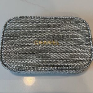 Chanel Black, White and Silver Woven Cosmetic Bag
